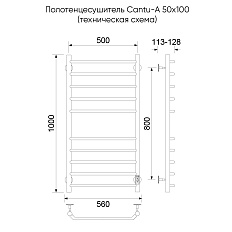 Полотенцесушитель электрический Cantu-A, 50/100, графит брашинг - фото 2