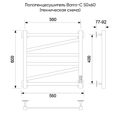 Полотенцесушитель электрический Barro-C, 50/60, черный - фото 2