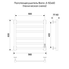 Полотенцесушитель электрический Barro-A, 50/60, графит брашинг - фото 2